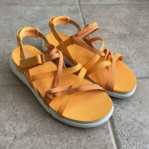 Ryka Women Sz 8 M Mirasa Straps Orange Slingback Open Toe Summer Sandal